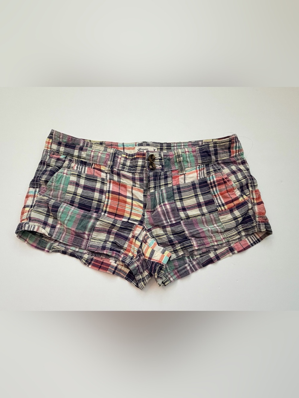 American Eagle Y2K Low Rise Plaid Short Shorts